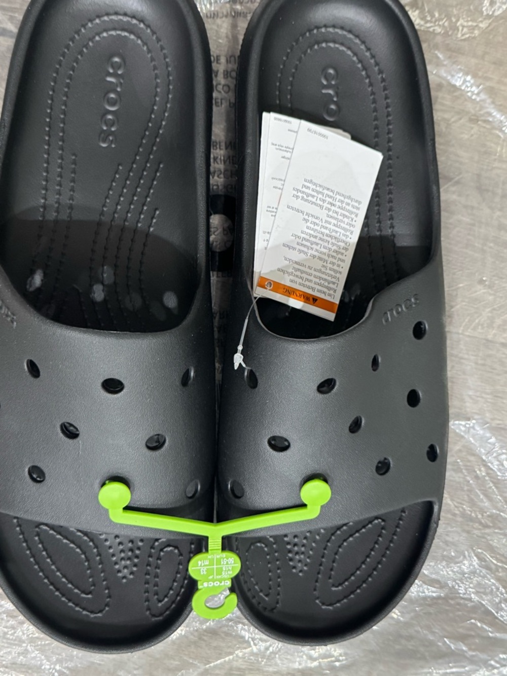 New Men’s Size 15 Saturday Slider CROCS Black Sandals with Perforated Upper - Picture 7 of 13